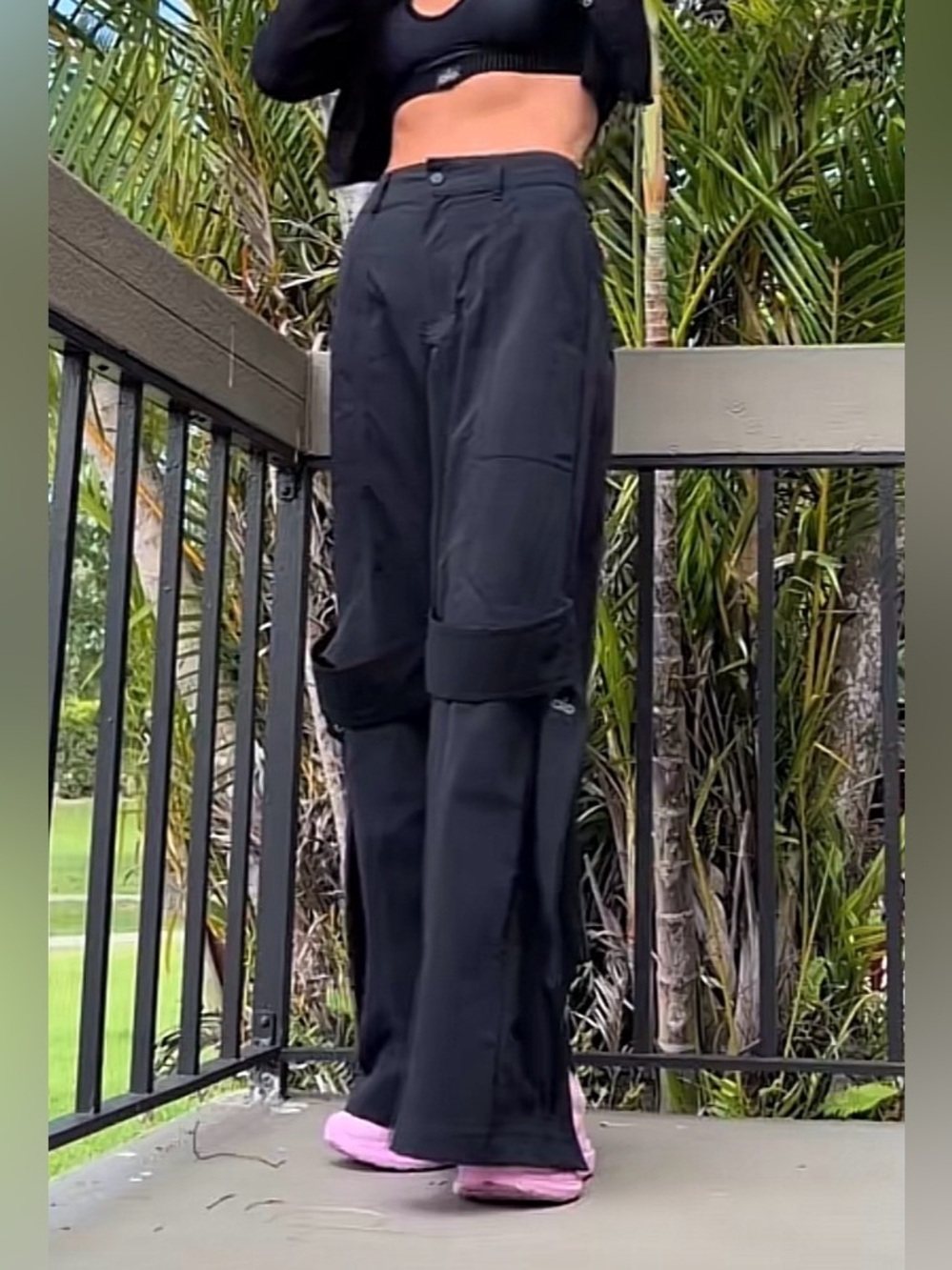 Alo Voyager pant Trouser Black Wide-Leg Size XS - Picture 3 of 7